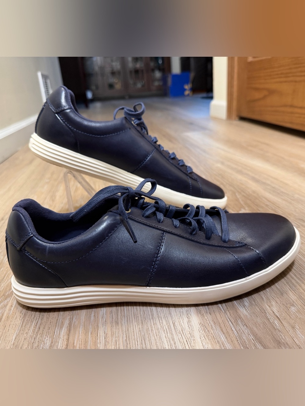 Cole Haan Grand OS Men’s Leather Sneakers Size 9.5 Navy Blue New